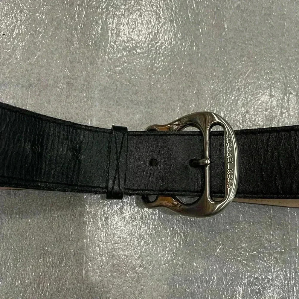 Michael Kors Black Leather Belt Stainless Buckle